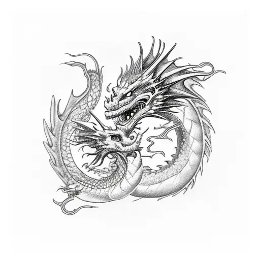 Dragon Embracing Woman