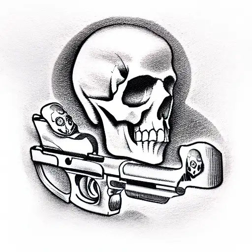 Gun With Skull And Ski Mask