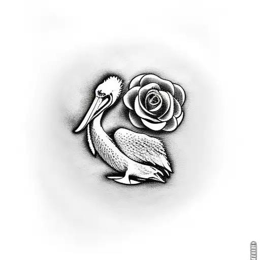 Pelican With A Rose