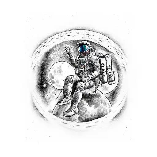 Man Lying On The Back On The Moon