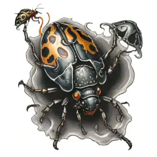 Smashed Crushed Bug With Juices Flowing Out And Broken Shell