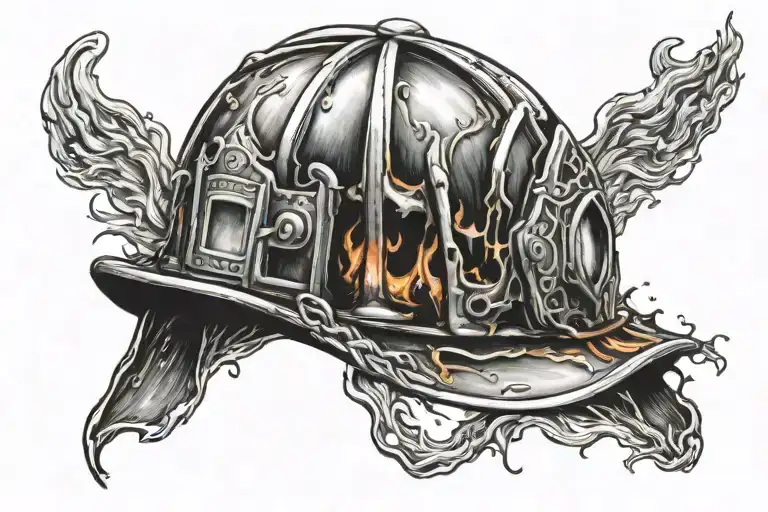 Charred And Melted Firefighter Helmet