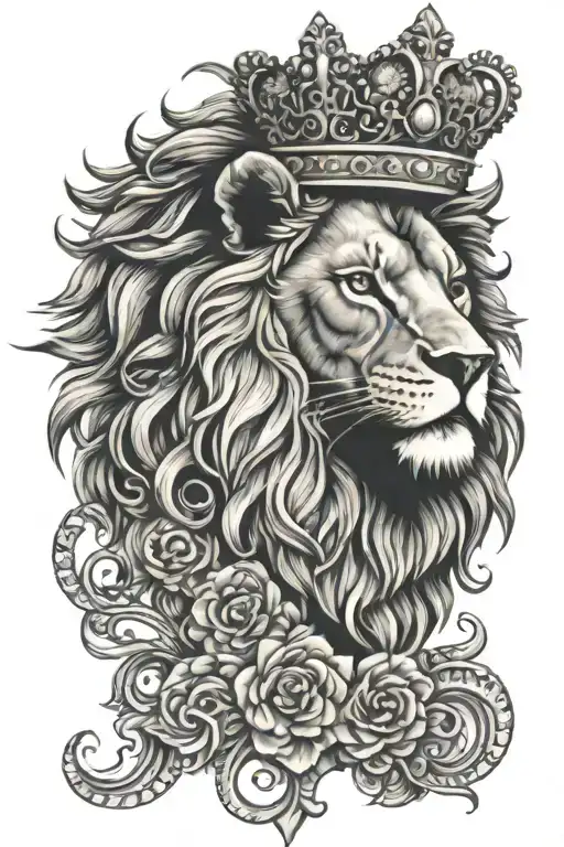 Crowned Lion In Mandala Design Incorporating