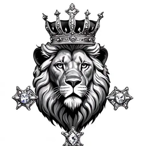 Lion Wearing A Crown With A Diamond Cross