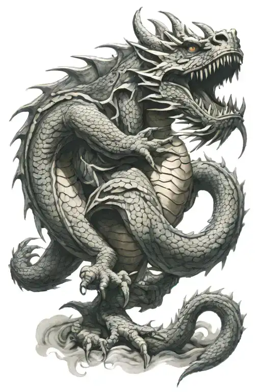 Dragon Facing Away But Face Is Looking At Us