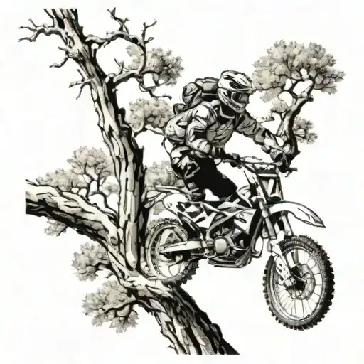 Running Man Moto Vintage Tree
