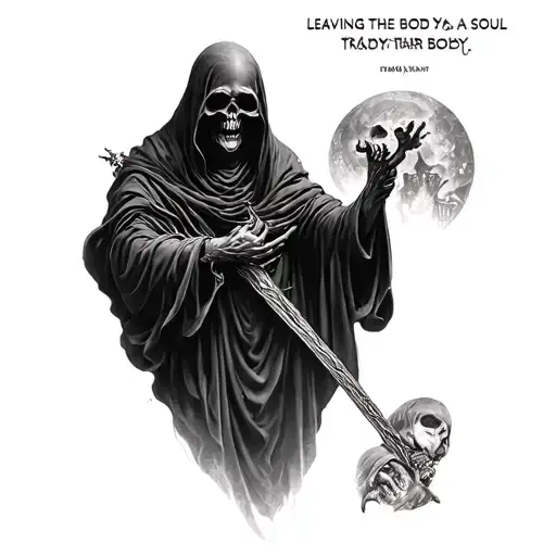 Grim Reaper Taking A Soul Leaving The Body