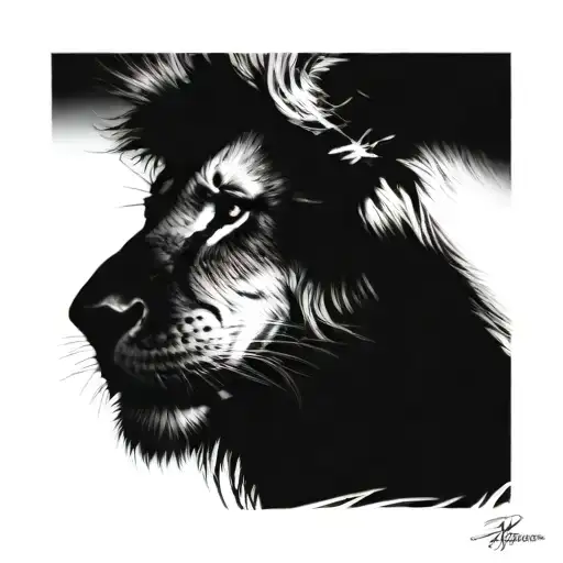 A Realism Tattoo Of A Majestic Lion With A Hidden Cat Face In Its Mane