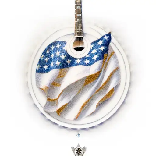 Acoustic Guitar With A Realistic American Flag Soundhole