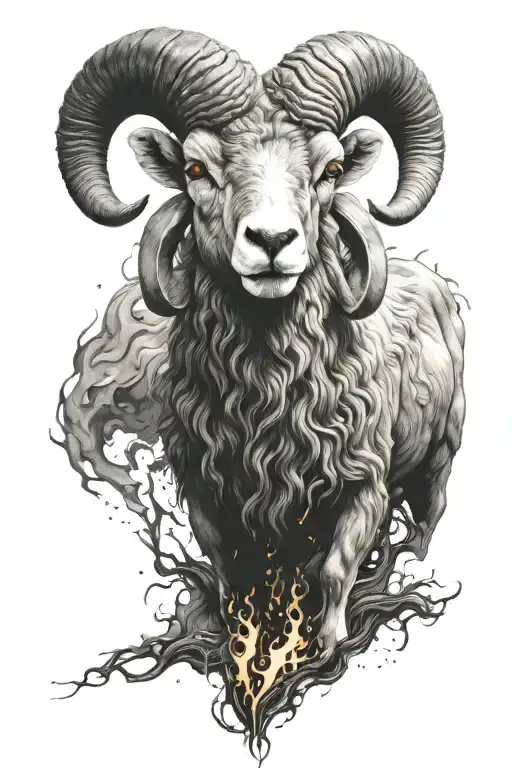 Ram In Fire Surrounded