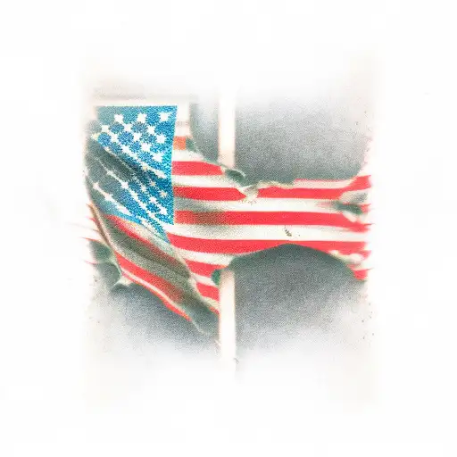 Ripped American Flag With Dad Written