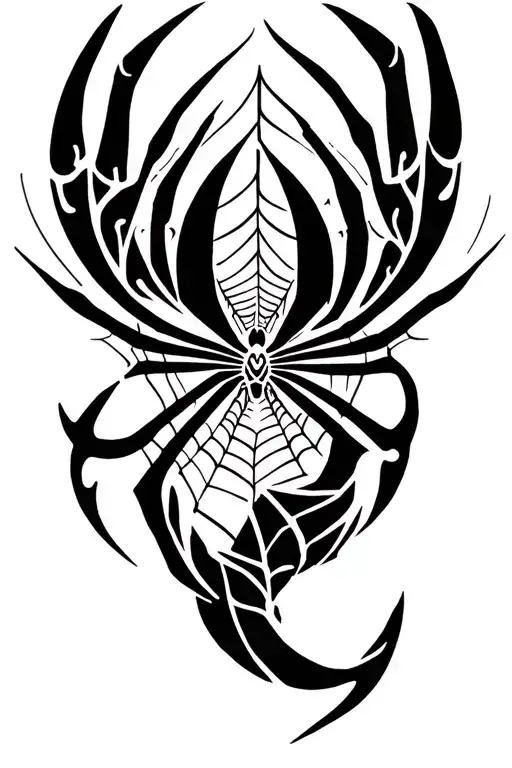 Tribal Spider Weaving Grieving Web Design Including The Name Charlotte
