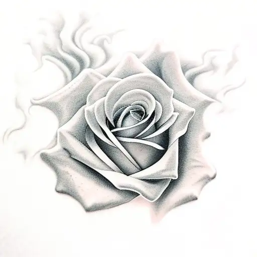 Rose In Fire With Skull