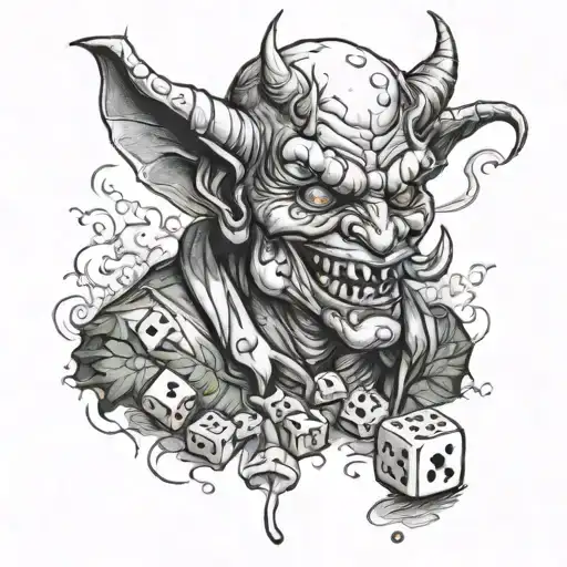 Devil Snorting Cocaine With Dice Smoking Weed