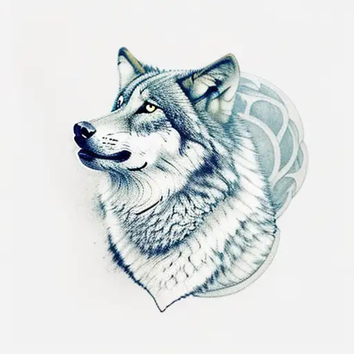 Wolf With Forrest And Mountain