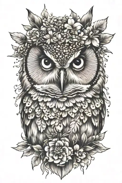 Owl Wearing Wildflower Crown
