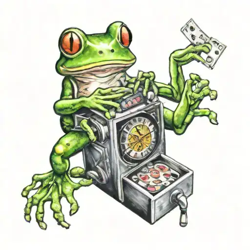 Frog Playing Slot Machine