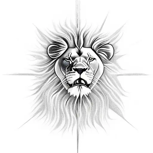 Lion In A Basketball Jersey With Sun Rays Shinning Down On It