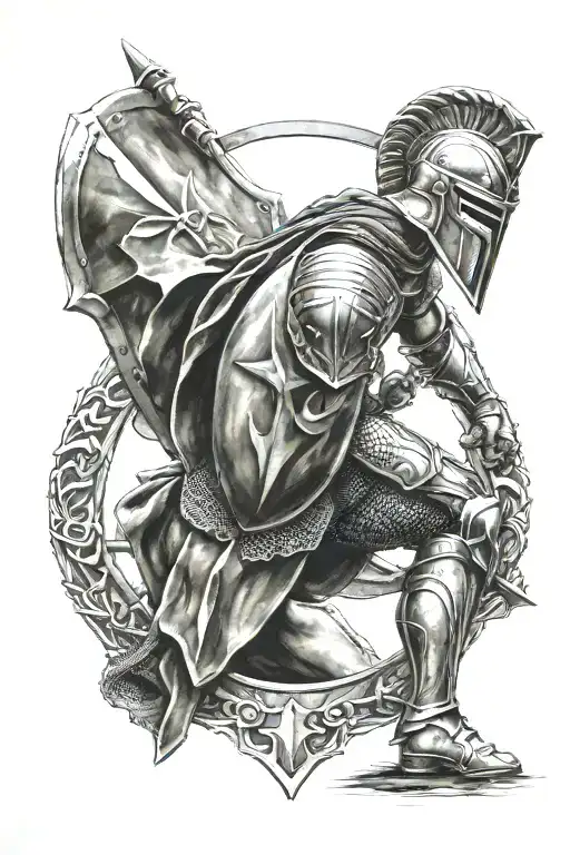 Knight Kneeling Spartan Sheild