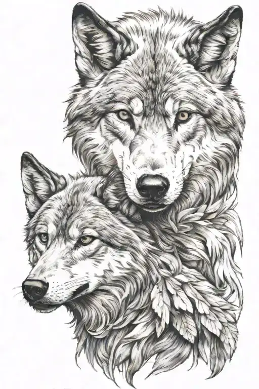 Wolf Mom Carrying Her Child