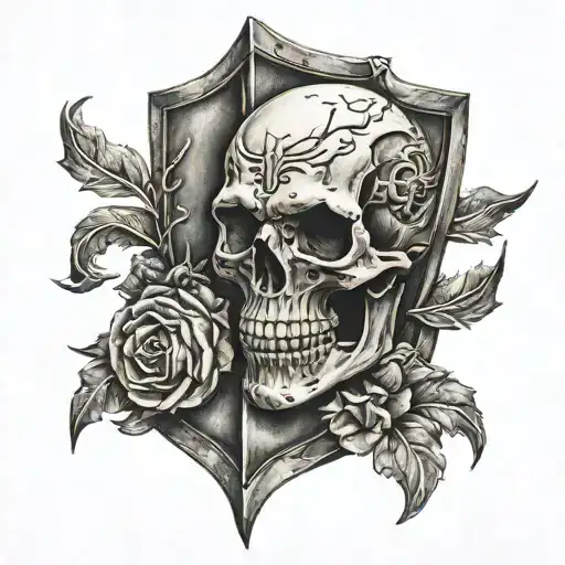 Shield With Realistic Skull