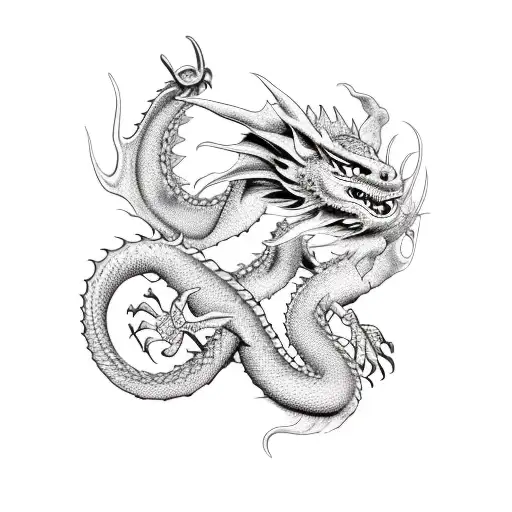 A Dragon Wrapping Around The Devil