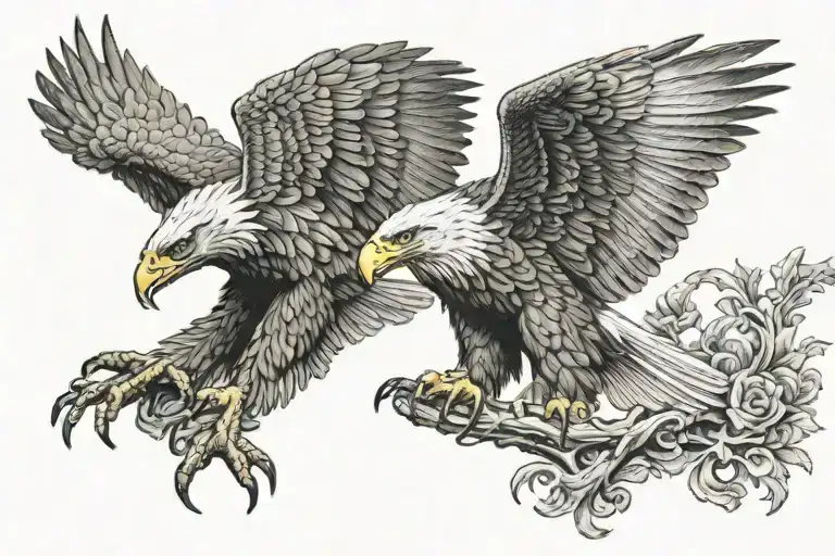 Good Vs Evil Eagle Perched On Top