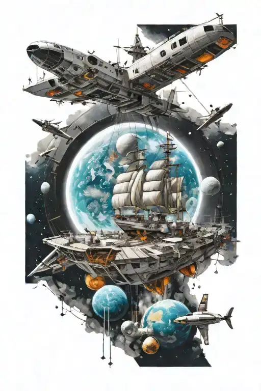 Boat Sailing In Space Station