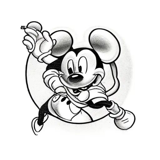 Mickey Mouse - As A Gangster - Holding A Draco - And Smoking Weed