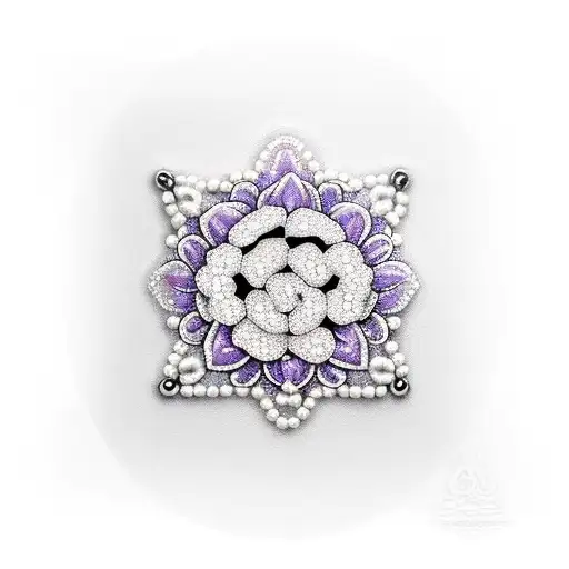 Bracelet Made Of Pearls With Small Violets