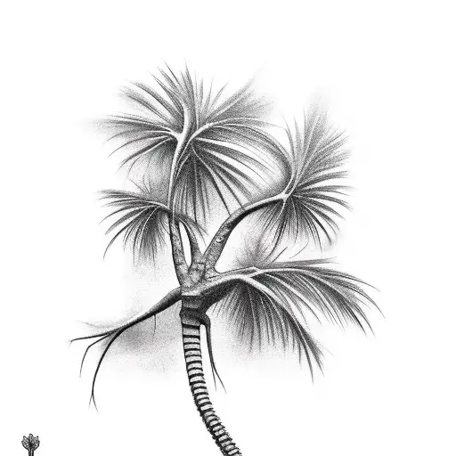 Spine With Neurons And Health Symbols In A Palm Tree