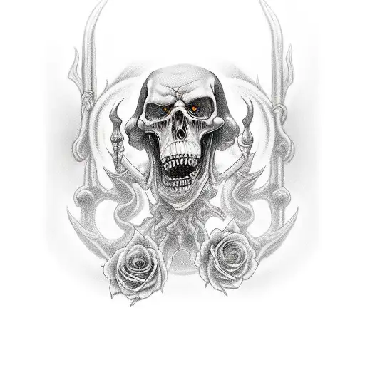 Grim Reaper Walking Hell Hounds Surrounded Mh Roses