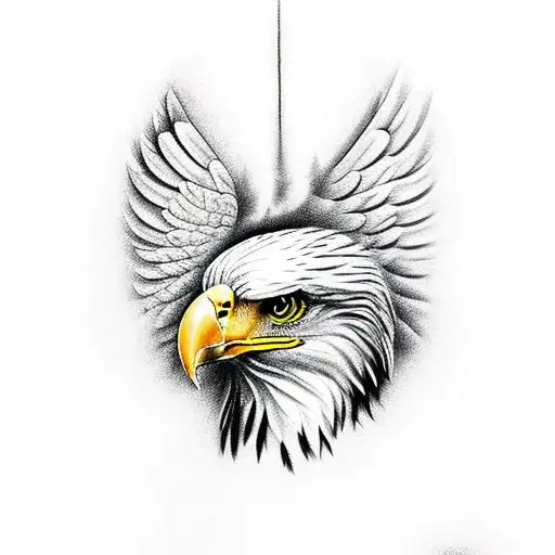 Realistic Eagle Head With Wings