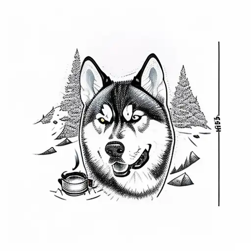 Camping In The Woods And Mountains With Bonfire And My Husky Dog