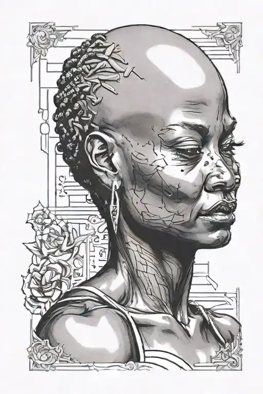 Sexy Black Woman No Hair Working Out