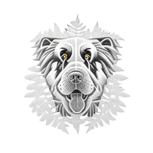 Newfoundland Dog Head Jungle Leafs Lace Chains