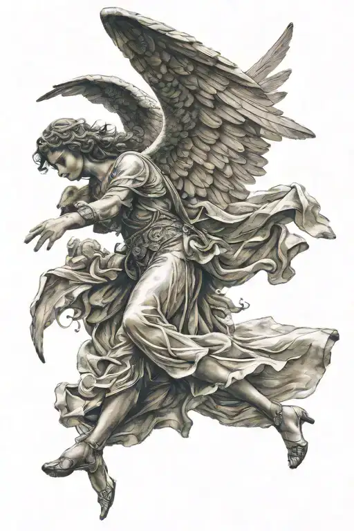 Angel Rising From Dust Travelling Through Time