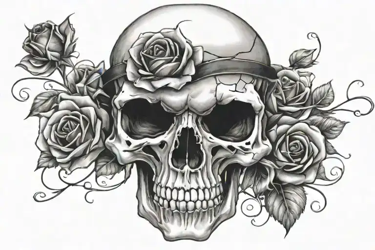 Skull Rose And Black Flag