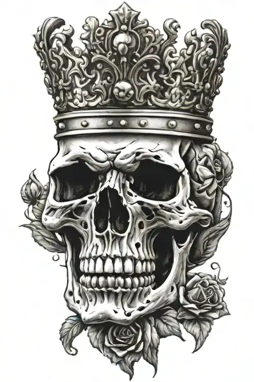 Skull With Kings Crown Made Entirely