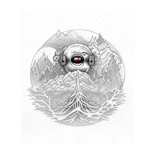 Deep Space With Man On Tree