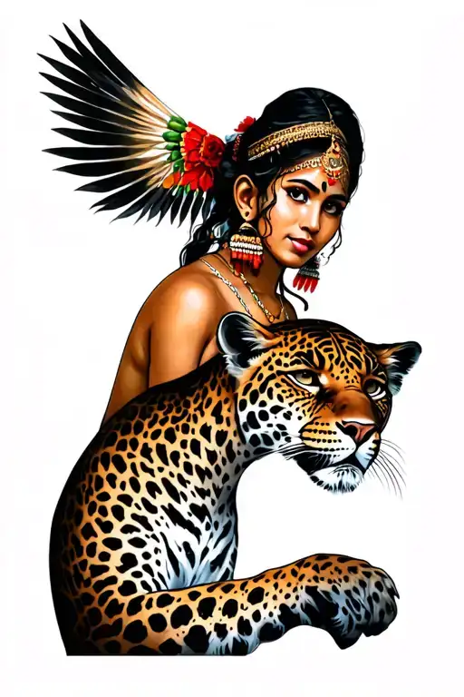 A Jaguar With An Indian Girl Shooting