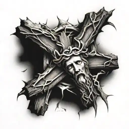 Jesus Crown Of Thorns On Cross