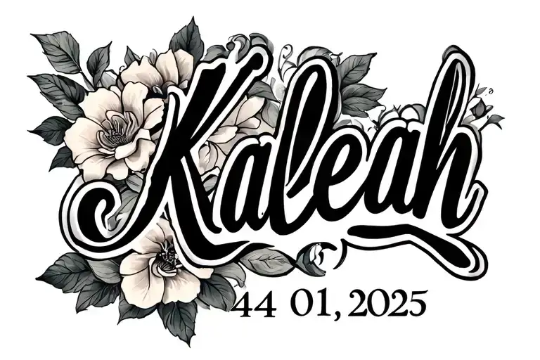 Kaleah Name Tattoo With Birth Date 04 01 2025 Prominently Displayed