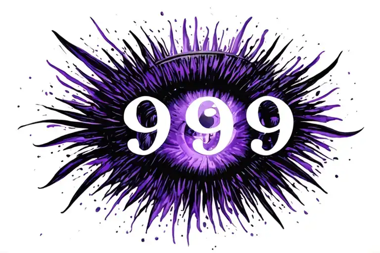 999 With Purple And Black Shading Symbolizing
