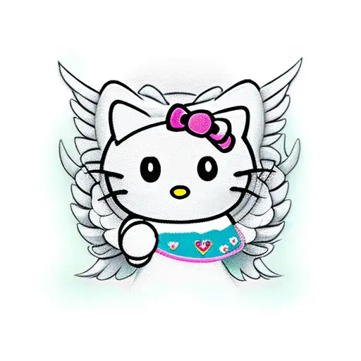 Hello Kitty As An Angel With Decals Surrounding It