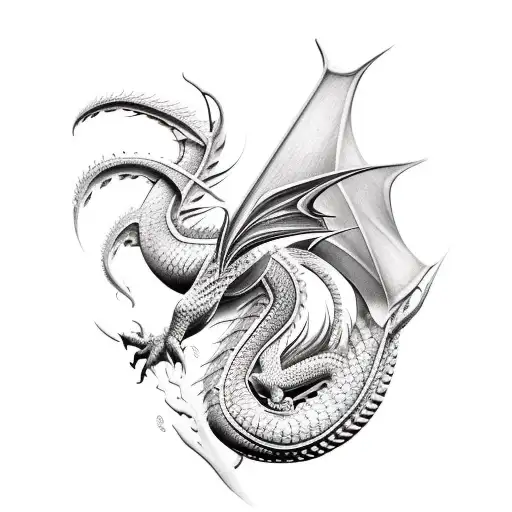 Realistic Feminine Nordic Dragon Shoulder Tattoo Blue