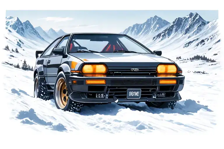 Toyota Treeno Ae86 Initial D With Popup Headlights In The Snowy Mountains
