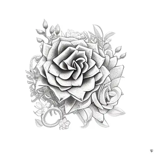 A Realistic Tattoo Of A Snake Intertwined With Flowers And Plants