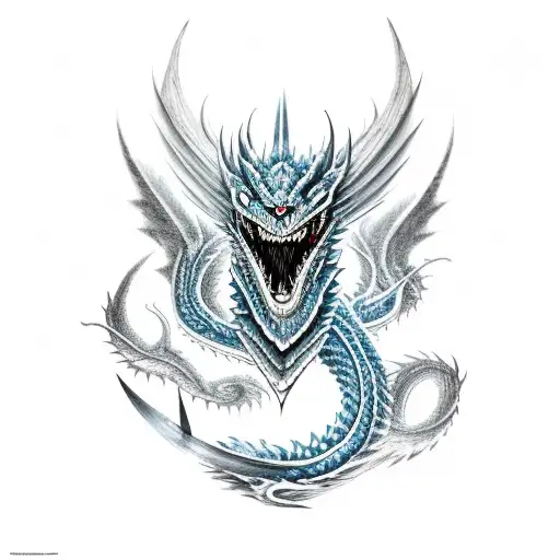 Black And Blue Nordic Full Dragon With An Ax