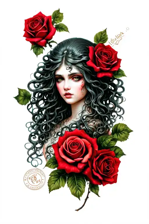 Medusa And Red Roses